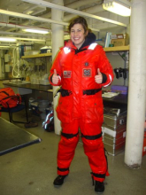 Kristina, recent graduate of the University Rhode Island got SOAKED on the deck!