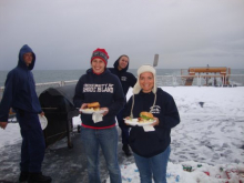 Kristina and I with our burgers on the fantail!