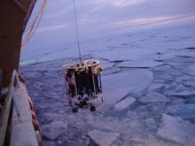 CTD returning to the deck with our cups from the bottom of the Arctic!