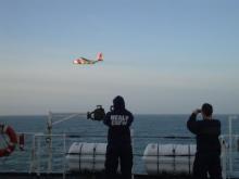 A US Coast Guard C-130 made a double fly by!