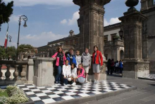 Graham ISSE students near the gate at Chapultepec Castle