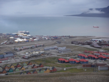 View of Svalbard from up on a hill.