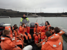 At the dock before the dip in the arctic ocean.