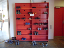 Shoe rack at the entrance of UNIS