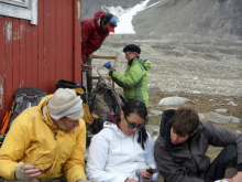 Downloading data in the field and preparing new samples.