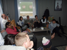 After a day of field work, students gather to share their project results.