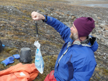 Steve measuring the salt on a fish hook.