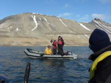 Practice taking a core sample from the lake.