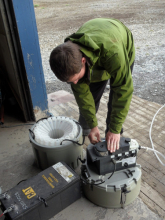 Simon setting up his sediment and water sampler.