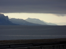 The view from our kitchen window across the fjord.