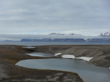 Karst lakes and a view of the ocean.