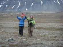 Berit with her Norwegian flag.