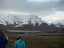 A walk through town with the snow covered peaks.