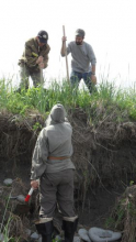 Cleaning the outcrop face