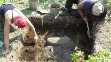 Rebecca and Jodi in the hearth pit