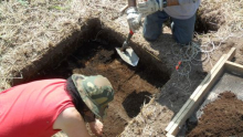 Troweling the excavation