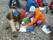 Helena and Lauren getting ready to map