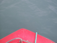 View into the water from boat