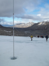 Group approaching an ablation stake