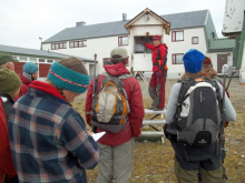 Hanne showing the 'English Hut'