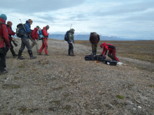 One of Hanne's permafrost boreholes in the bedrock.