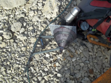 Discolored sediment trap funnel from the bottom of Kongressvatnet