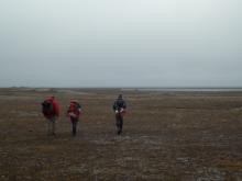 Mike, Helena, and Dion's final hike back for the season