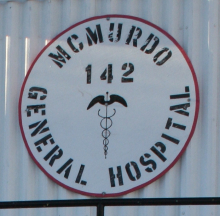 McMurdo General Hospital - Building 142 sign