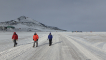 Walking along the ice