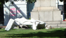 Robert Falcon Scott statue after 2011 quake