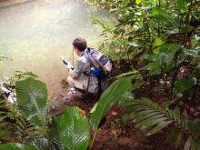 Dr. Chris Osburn from NCSU  taking water samples