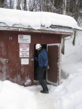 I am at the entrance to the permafrost tunnel