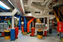 The engine room looking toward the stern of the ship.