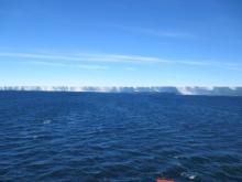 The face of the Mertz glacier from the bow.