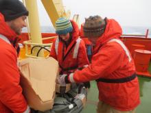 David, Kelsey and myself preparing a drift buoy