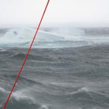 A bobbing iceberg off the starboard side