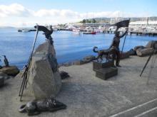 The monument in Hobart Harbor.