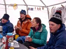 group in tent