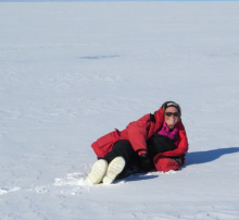 Laying on glacier