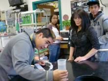 The beginning of the lab. Jonas, Bun, Mrs. Sobey, Austin.