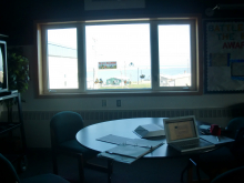 This is the desk in the library of the school