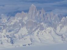 Airplane view flying to Punta, Arenas