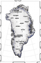 Map of Greenland with AWS locations