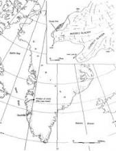 Map showing location of Russell Glacier