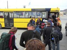 Loading bus to depart Kangerlussuaq