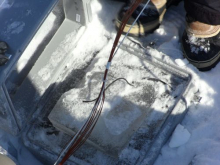 Frozen battery at Petermann AWS.