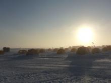 Tent city at midnight - last night at Summit Station