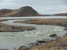 Meandering glacial melt stream