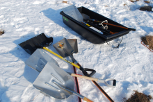 Tools to shovel and move snow.