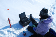 Collecting winter data on CO2 levels from Site B